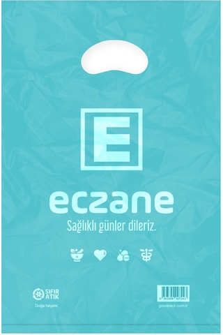 Bloklu Elgeçme Turkuaz Eczane Poşeti 17 x 26 CM - 800 Adet