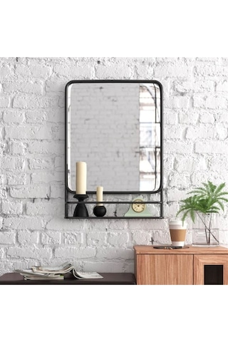 Metal Dekoratif Retro Lavabo Aynası Siyah