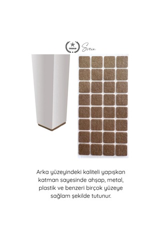 Keçe 30x30 Mm Yapışkanlı Kare Keçe Mobilya Altı Zemin Koruyucu Kahverengi Çizilme Önleyici Gürültü