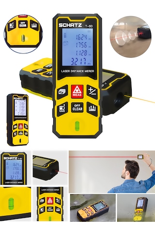 Schatz 100 Metre Lazerli Mesafe Ölçer Kırmızı Işık Lazermetre Sarı