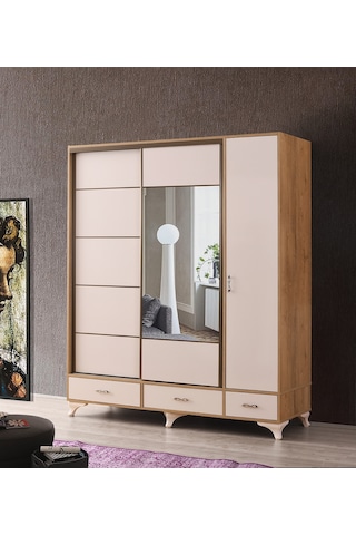 Beenal Mars Sürgülü Kapaklı Şifonyerli Gardırop 180 CM