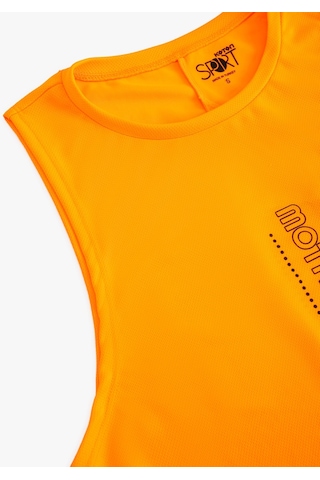 Koton Arkası Pencere Detaylı Uzun Spor Atlet Bisiklet Yaka Baskılı Neon Turuncu 4sak30033nk 4SAK30033NKNY3 Neon Turuncu