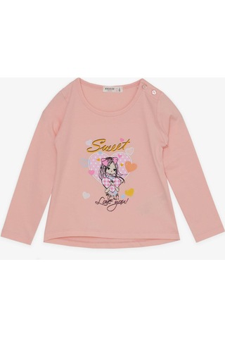 Breeze Kız Çocuk Taytlı Takım Sevimli Kız Baskılı Kalpli 2-6 Yaş, Pembe-pembe Pembe