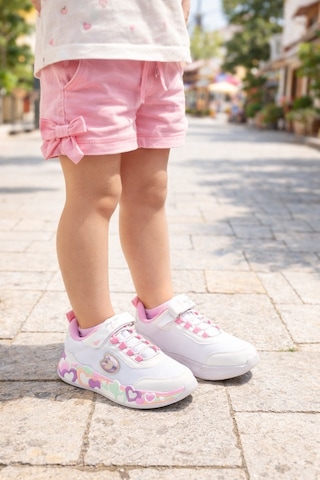 Mini Bonito Kız Çocuk Cırtcırtlı Spor Ayakkabı Kalp Detaylı Beyaz