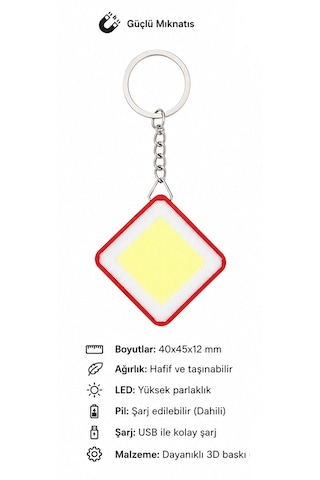 Şarjlı Mini 5w Cob Led Mıknatıslı El Feneri Beyaz - Kırmızı