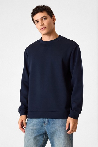 Backandbond Bisiklet Yaka Lacivert Sweatshirt