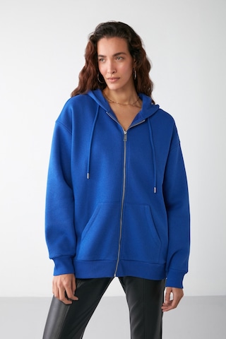 Grimelange Alena Basic Oversize Lacivert Tekli Sweatshirt