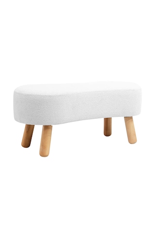 Zem Dublin Bohem Ahşap Ayaklı Puf/bench, Beyaz