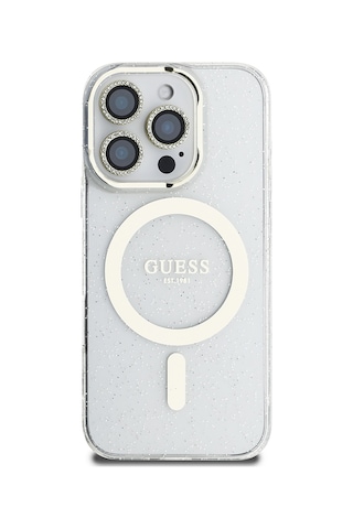 Apple Uyumlu iPhone 16 Pro Max Guess Lisanslı 3'lü Aksesuar Seti Iml Simli Kılıf Ekran Ve Lens Koruyucu Şeffaf