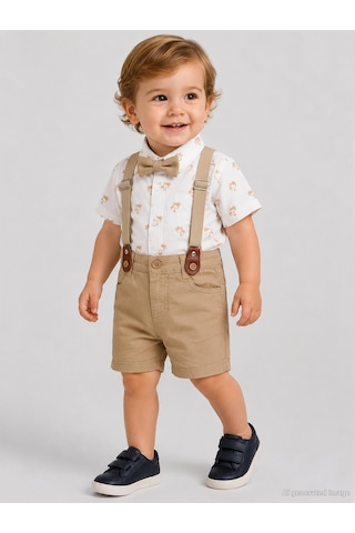 Civil Baby Papyonlu Askılı 6-18 Ay Takım - Kahverengi Camel