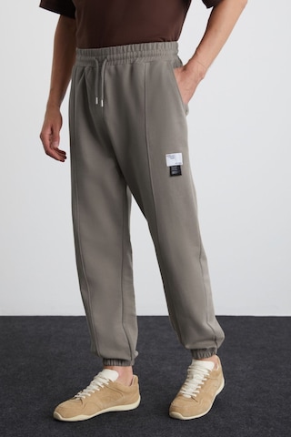 GRIMELANGE Rowan Erkek Organik Pamuklu Relaxed Fit İçi Polarlı Süs Etiketli Jogger Gri Eşofman Altı Gri
