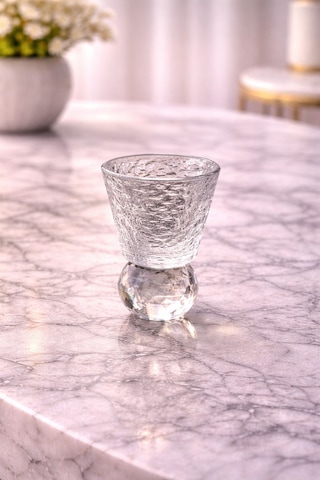 6 Kişilik Cam Elmas Ayaklı Kahve Yanı Bardağı Bardak 50ml Şeffaf