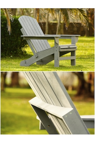 Mandu Adirondack Ahşap Bahçe Sandalyesi Gri Antrasit