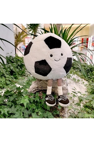 Yaozixa Futbol Desenli Yumuşak Peluş Yastık - 20cm Çap, 100% Polyester Doldurma, Elle Yıkama Önerilir Futbol