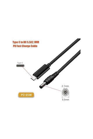 Type C To Dc 12v Pd 5.5 2.5 Mm Adaptör Çevirici Power Şarj Kablo