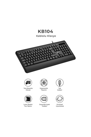 Lecoo KB104 USB Kablolu Türkçe Q Klavye