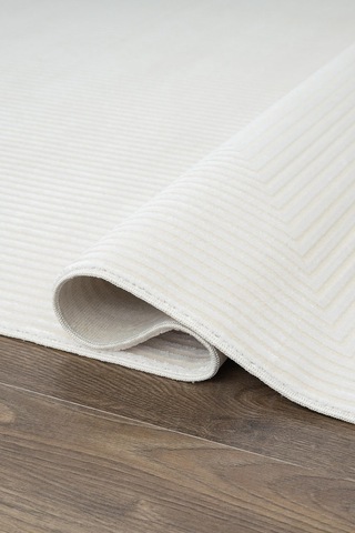 Merit Mr009a Krem Halı Geometrik Detaylı İnce Yumuşak Akrilik Modern Salon Oturma Odası Halısı-294 Bej
