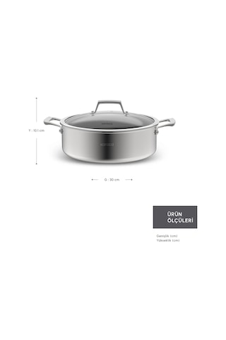 Karaca Plasma Steel 3Ply İndüksiyon Tabanlı Çelik Pilav/Karnıyarık Tencere 30 Cm