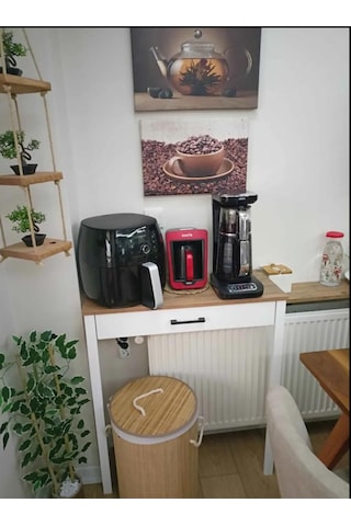 Kahve Köşesi Üstü Ceviz Renk 80 X 30 X 92 Atlantik Çam - Beyaz