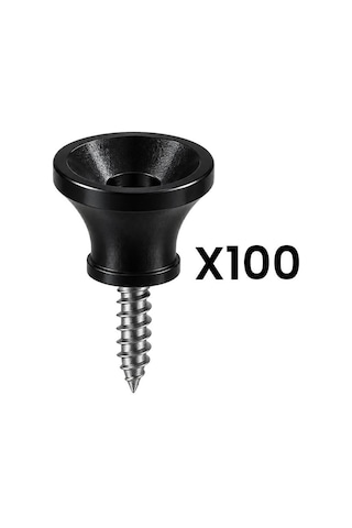 Midex Pm1-100x Siyah Plastik Gitar Askı Pimi Vidalı Omuz Askısı Bağlantı Aparatı 100'lü