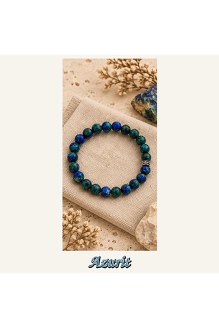 Azurit Taşı Bileklik 8 Mm, Unisex, Elastik Çok Renkli
