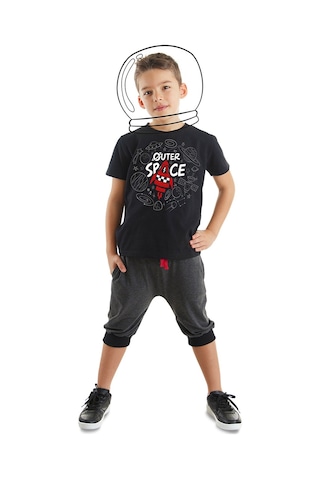 Denokids Mushi Uzay Roketi Erkek Çocuk T-shirt Kapri Şort Takım Çok Renkli