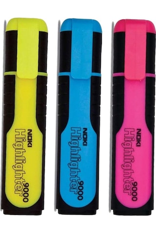 Fosforlu İşaret Kalem Sarı Mavi Pembe 1 Adet Noki Hıghlıghter 2 Renk Fosforlu İşaretleme Kalemi Neon Renkler Çok Renkli