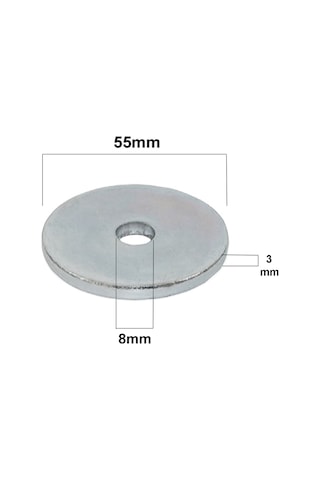 Aletçantam 55mm Büyük Kalın Demir Pul Galvanizli Şase Vida Civata Pulu -10 Adet