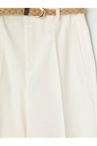Lcw Vision Beyaz Loose Fit Kemerli Kadın Pantolon