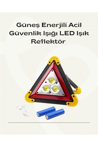 Solar Şarjlı Üçgen Led Park Ve İkaz Lambası