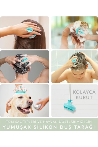 Muggio Yumuşak Silikon Saç Derisi Masaj Şampuan Duş Fırçası 3'lü