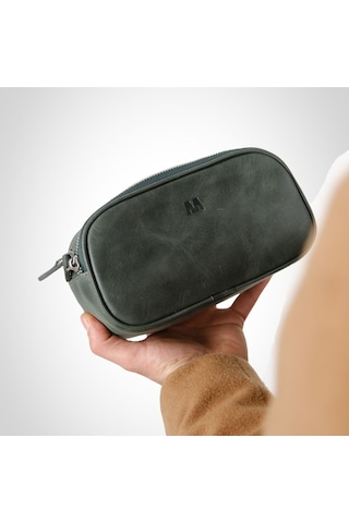 Mft Leather Hakiki Deri Unisex El Çantası Fermuarlı, Parmak Askılı, Kişiye Özel Naina 1134 - Tiguan Haki Tiguan Haki