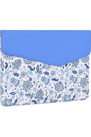 Prestigegoods Canvas Artisan E54-13 Manyetik Flip Cover Pu Deri Dizüstü Kılıf Çiçek Desen Defter Kılıf Çok Renkli