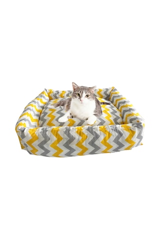 Yıkanabilir Zigzag Desenli Kedi ve Köpek Yatağı 60 x 45 x 17 CM