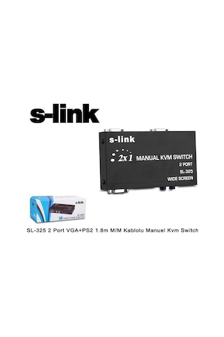 S Link Sl 325 2 Port Vga Ps2 1.8M M/M Kablolu Manuel Kvm Switch