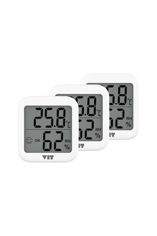 Vıt 3'lü İç Mekan Dijital Isı Ve Nem Ölçer Beyaz Termometre Wvt17-02 Thermometer