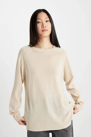 Defacto Regular Fit Yumuşak Dokulu Bisiklet Yaka Basic Düz Triko Kazak I6913AZ24WNBG702 Bej