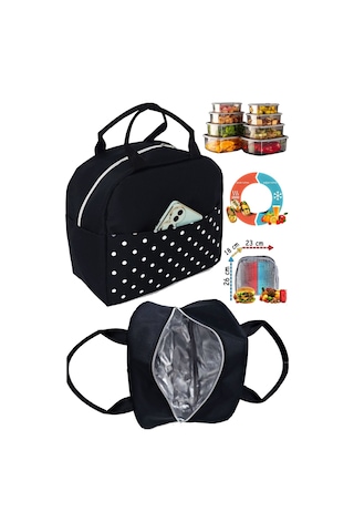 Sıcak, Soğuk Isı Yalıtımlı Termal Termoslu Yemek, Mama, Beslenme, Gıda Için Taşıma Çantası Siyah - Taba
