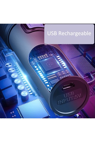 Lemestar Alüminyum Mini El Feneri, Led T6 Işık Kaynağı, 3 Işık Modu Güçlü/yumuşak/parıltı , Usb Şarjlı 1800mah Pil, Zoom Özelliği, Siyah-gri Çok Renkli