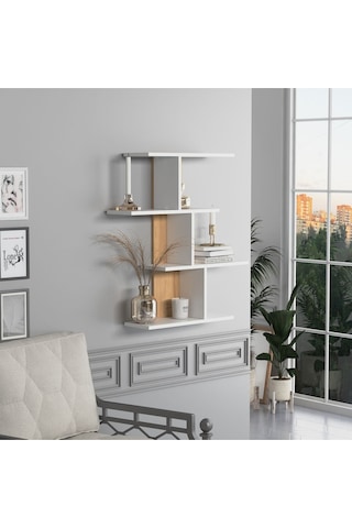 Karbon Duvar Rafı Beyaz Meşe