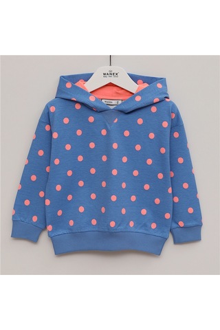 Wanex Kız Çocuk Uzun Kol İnce Kapüşonlu Sweatshirt - 32613 Mavi