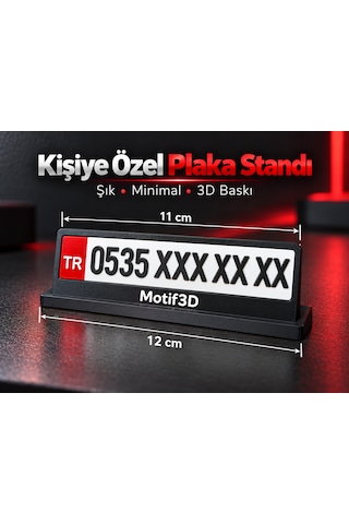 Kişiye Özel Araç İçi Telefon Numarası Plakalığı 3d Baskı Motif3d Siyah