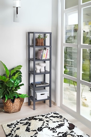 6 Katlı Dikey Raf Düzenleyici Plastik Raf Ünitesi, Gri