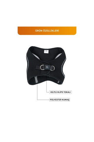 Kediler Ve Köpekler İçin Rahat, Dayanıklı Göğüs Tasması Xl Siyah