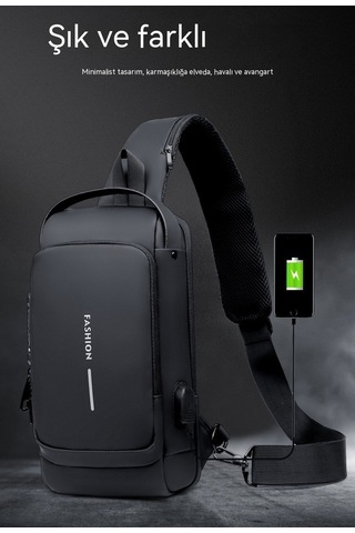 Maoyaya Erkek Motosiklet Çantası Şifre Hırsızlık Önleyici Spor Bel Çantası Gündelik Çapraz Çanta - Siyah Siyah