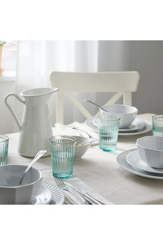 Ikea Vardageen 4'lı Meşrubat Bardağı 310 Ml Şeffaf Açık Lacivert Mavi - Şeffaf