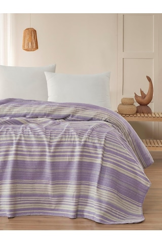 Pamuklu 4 Mevsim Çift Kişilik Battaniye, 180x220 Cm,%70 Pamuk%30 Polyester Lila Diğer
