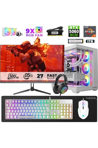 Xaser Star X460 R7-7800X3D 16 GB 1 TB SSD 8 GB RTX5060 27" Dos NVME Masaüstü Oyuncu Bilgisayarı