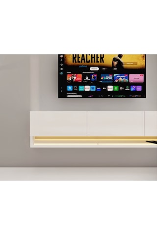 Yıldız Ledli Duvara Monte Tv Ünitesi Beyaz