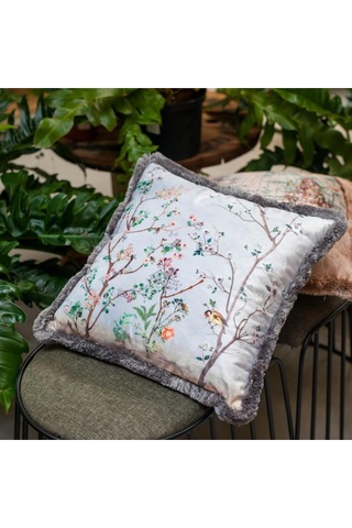 Gri Bahçe Tasarımlı Yastık/kırlent Dolgu Boncuk Elyaf, Uluslararası Yıkama Ve Solmama Sertifikası Çok Renkli